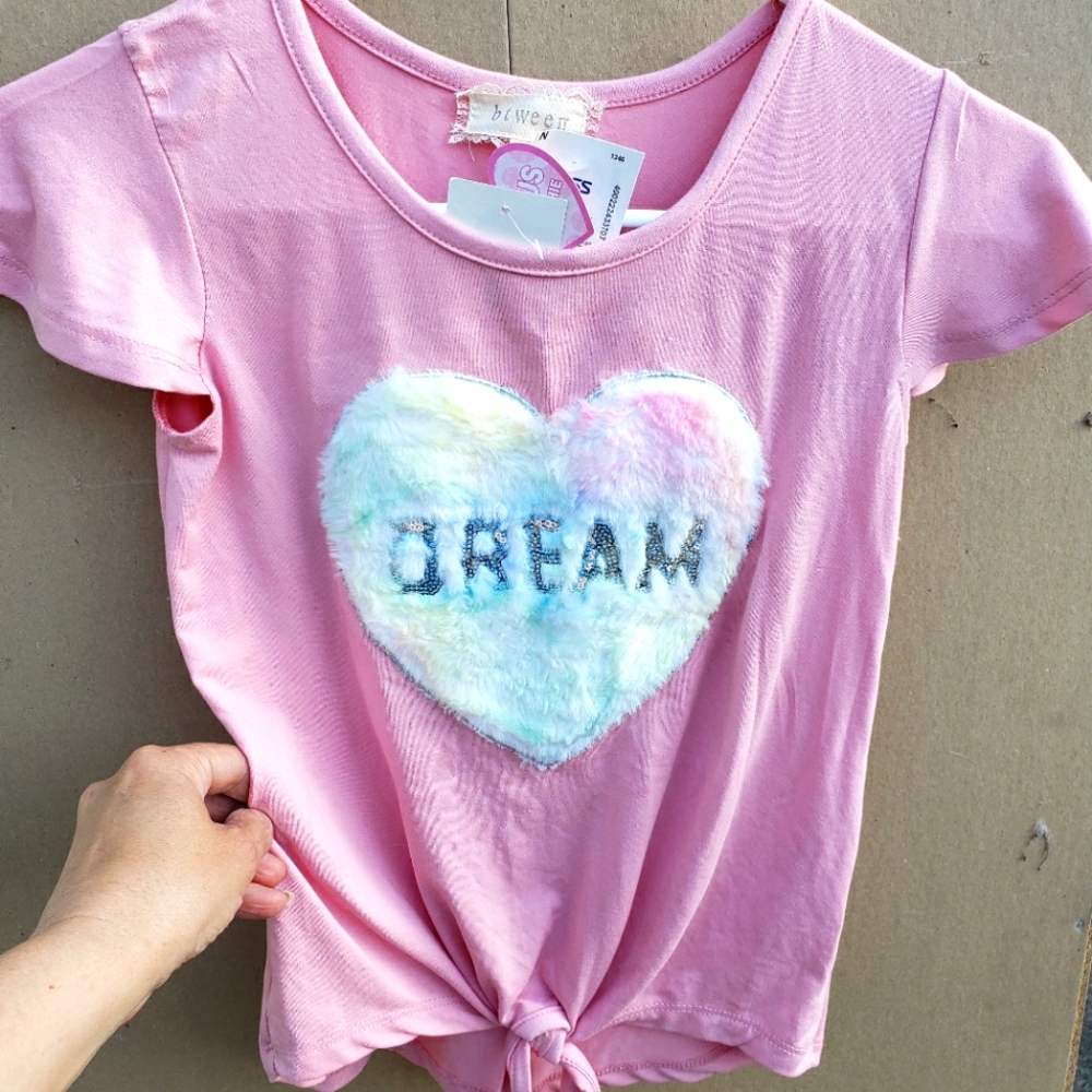 Girl's Pink Shirt Front-Tie Top